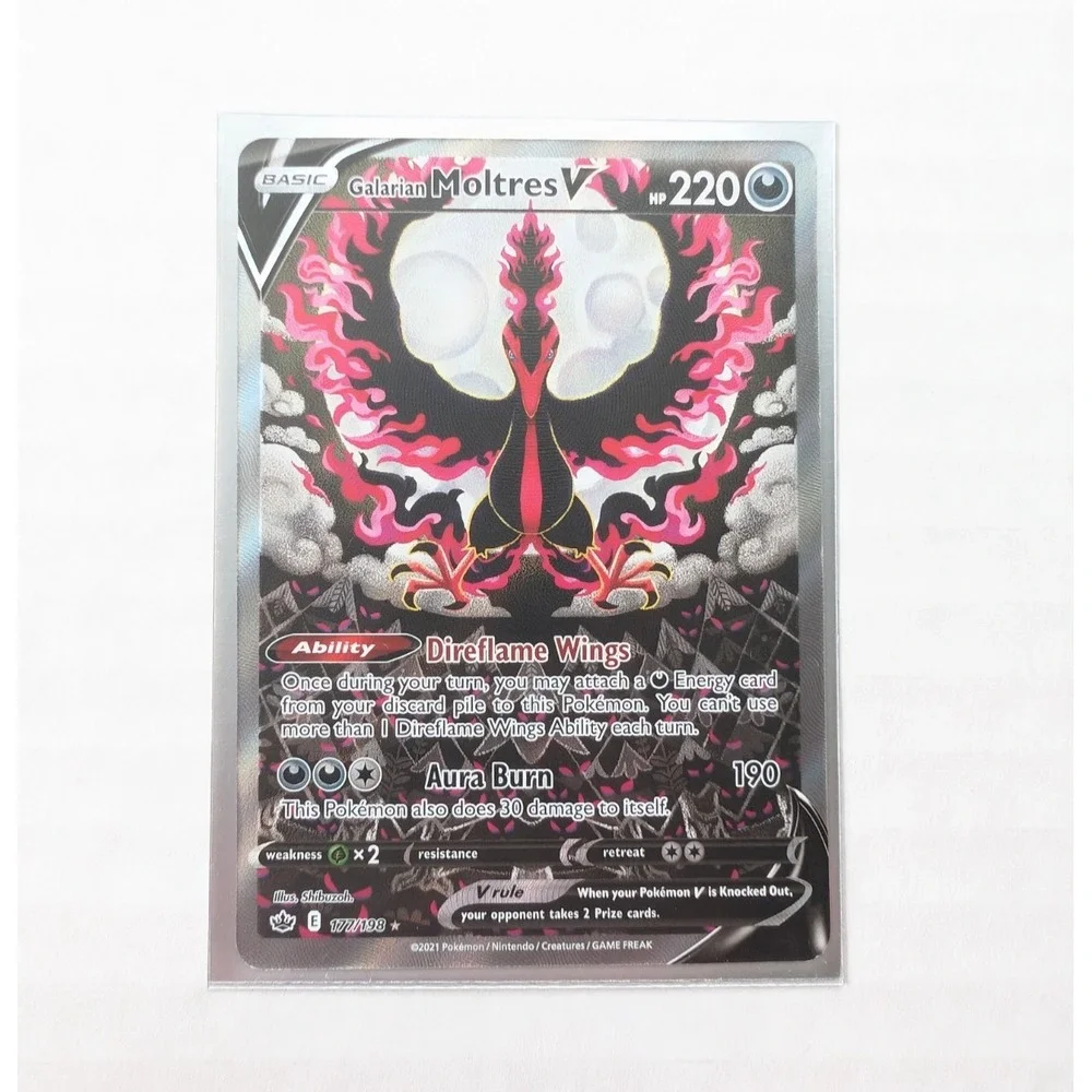 MINT Galarian Moltres V Alternate Full Art 177/198 SWSH06 Pokemon TCG 2021